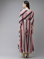 Yufta Women Purple & Multicoloured A-Line Striped Kurta