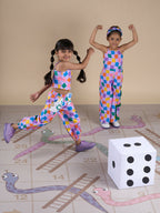 Snakes and Ladders Girls Multi Color Rotary Print Jumpsuit from Siblings Collection
