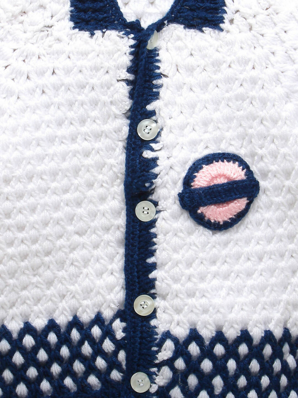 Chutput Kids Woollen Hand Knitted Tacky Design Sweater - White
