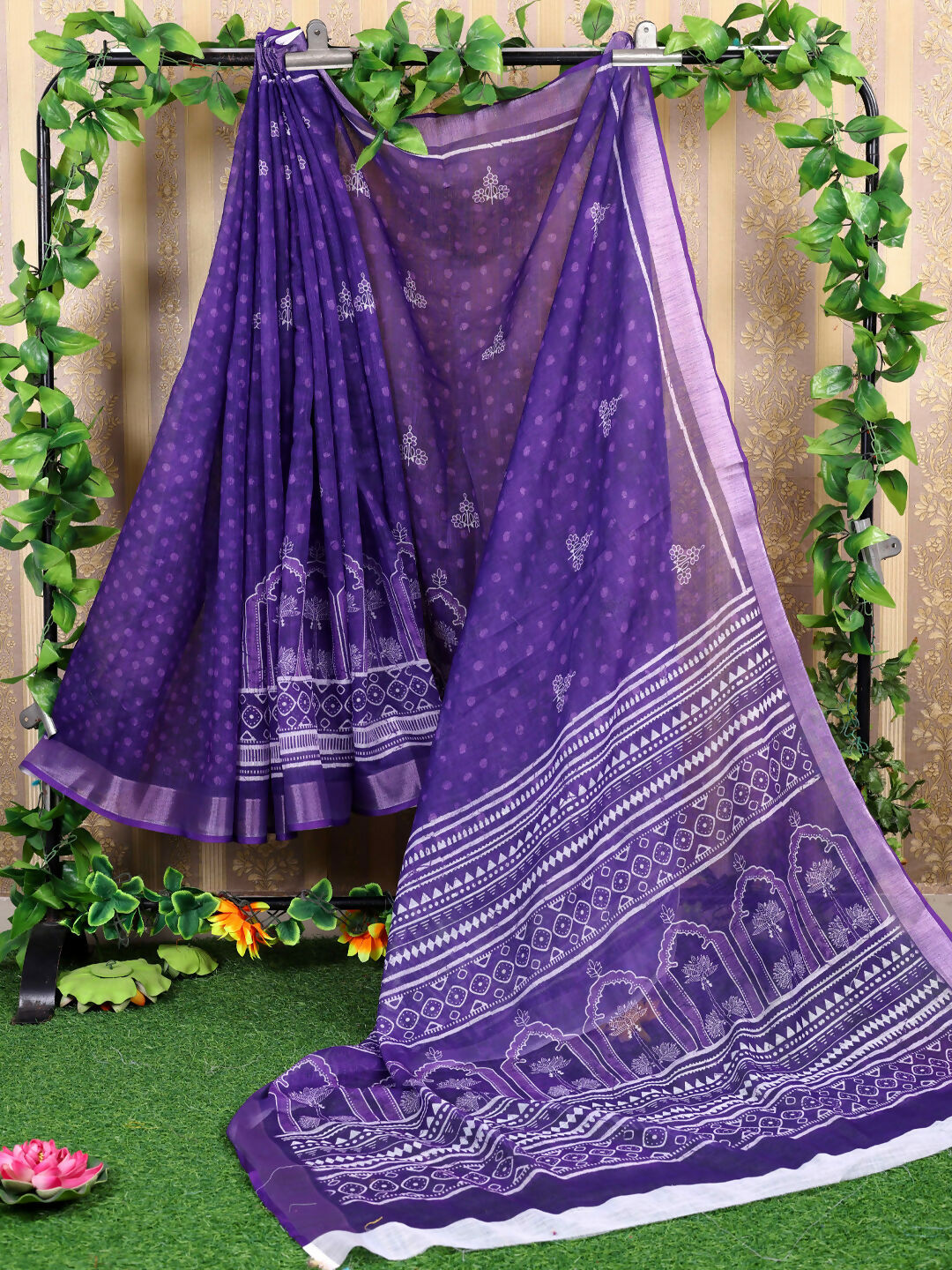 Shree Shyam Fashion Cotton Violet Saree - Distacart