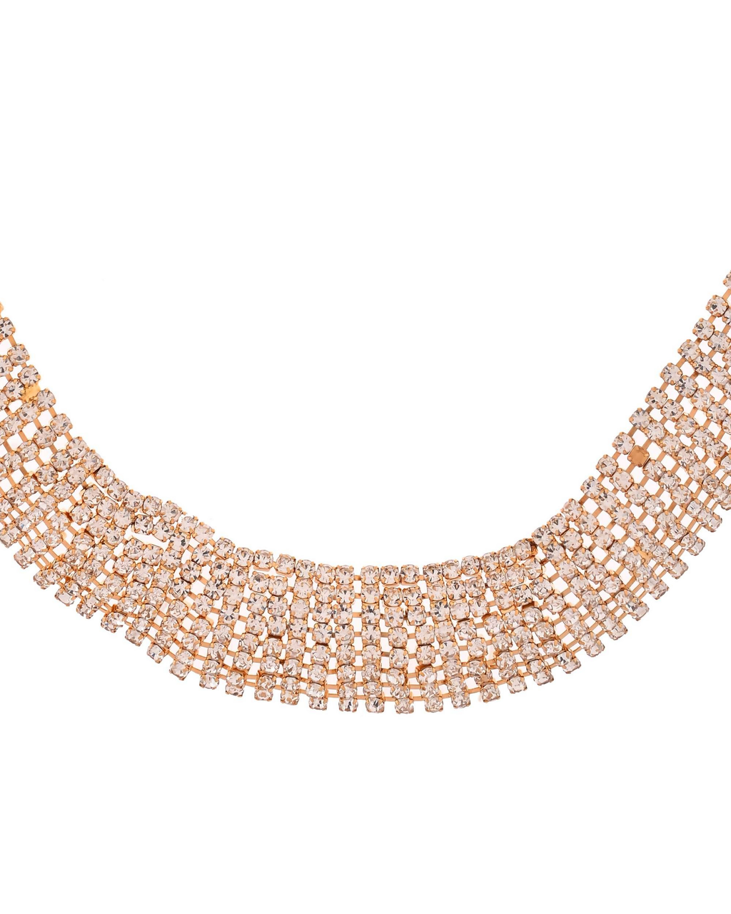 Jewels Nest Gold-Plated American Diamond Wide Choker Necklace Set