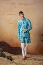 Breezy Leaves Print Cotton Nehru Jacket Set by Hilo Design