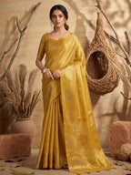 Shree Shyam Fashion Yellow Tissue Silk Saree - Distacart