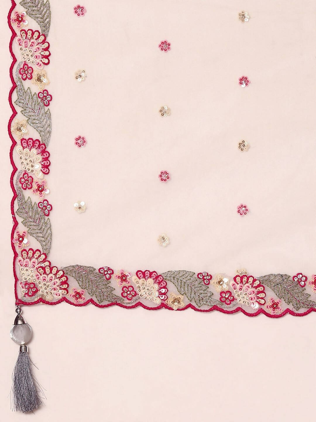 House of Panchhi Grey Organza Sequins and Zarkan embroidery Lehenga choli & Dupatta