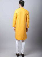 Even Apparels Yellow Pure Cotton Sherwani Kurta With Asymetrical Cut - Distacart