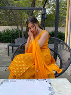 Partywear Designer Yellow Georgette Palazzo Suit - Anbazaar - Distacart