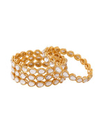 NVR Women's Set of 2 Gold-Plated Kundan Studded Traditional Bangles - Distacart