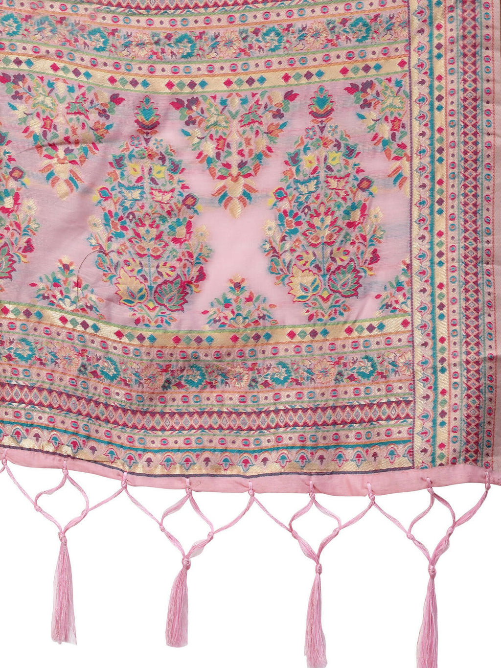 Light Pink Silk Blend Woven Design Saree With Unstitched Blouse Piece - Aloki