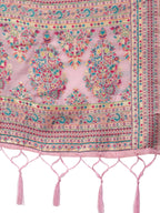 Light Pink Silk Blend Woven Design Saree With Unstitched Blouse Piece - Aloki