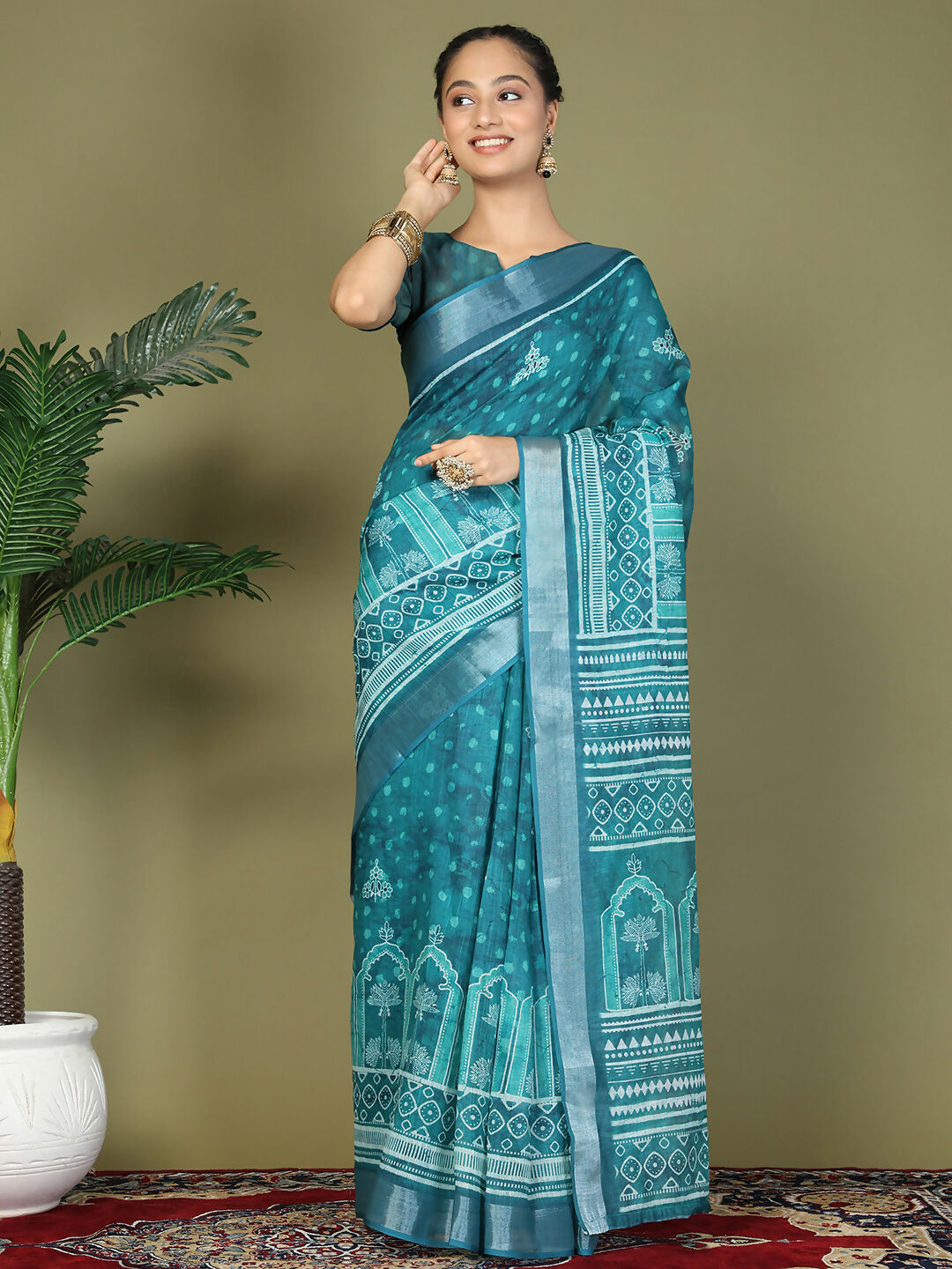 Shree Shyam Fashion Cotton Sky Blue Saree - Distacart