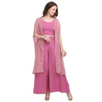 Vamika Crepe Rubber Print Pink Party Wear/Casual Wear/Office Wear Top Plazzo With Shrug