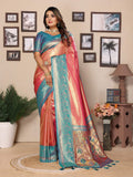 Aastha Fashion Pink Tissue Silk Weaving Saree - Distacart