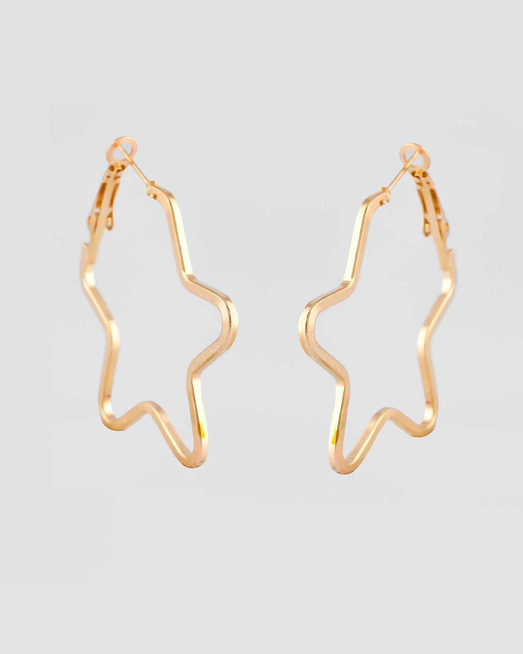 VOJ Women Gold Tonned Star Shape Hoop Stainless Steel Earrings - Distacart