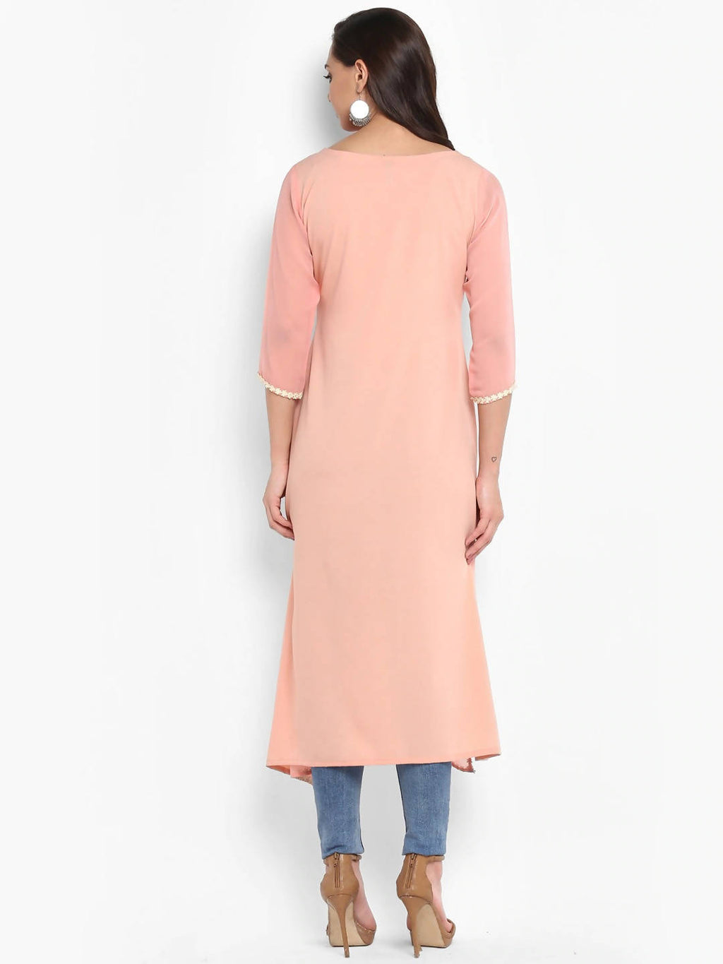 Janasya Pink Floral Print A-Line Kurta - Distacart