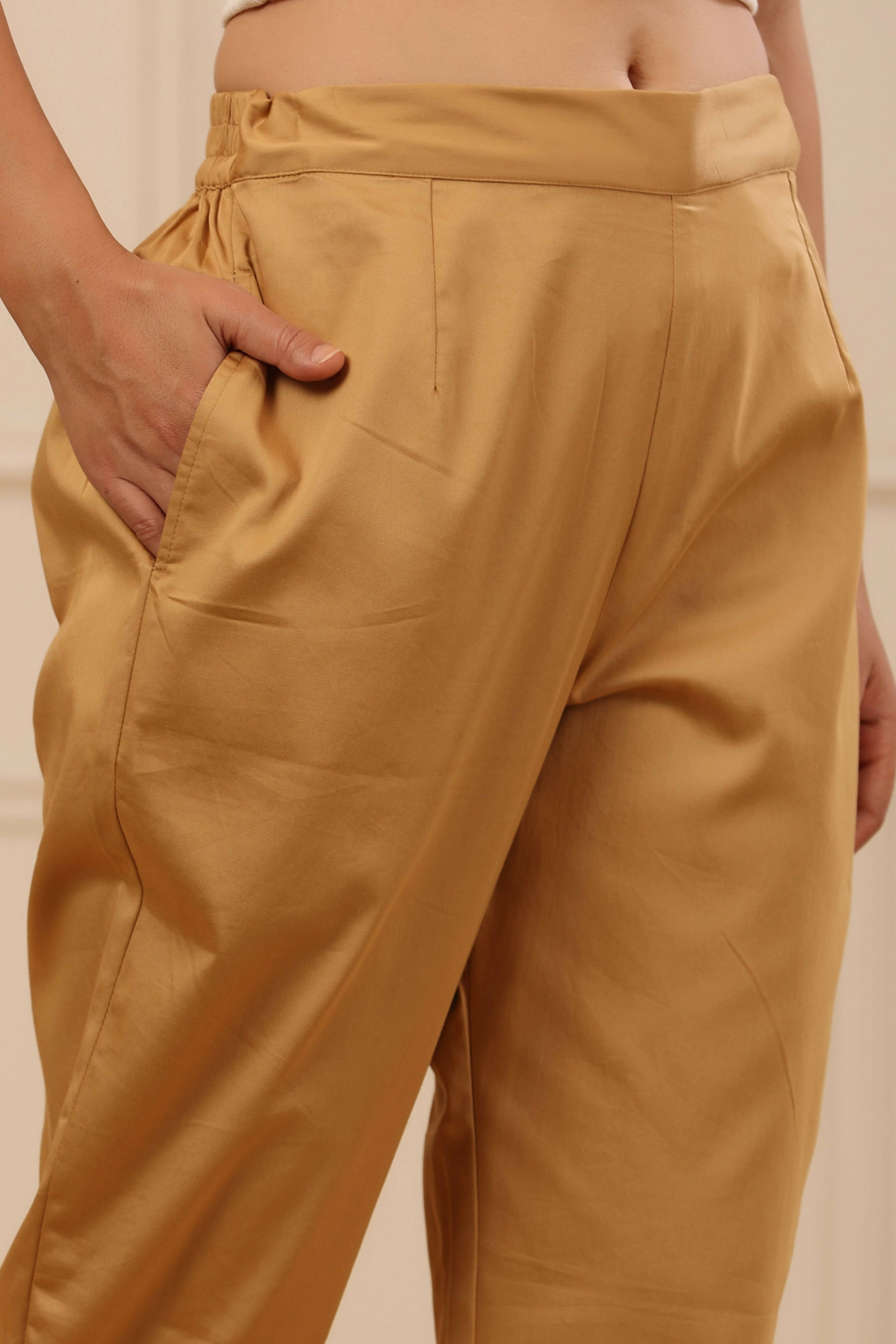 Juniper Women's Beige Solid Straight Slim Pant - Distacart