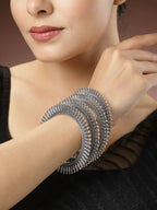 NVR Women's Set of 4 Silver-Plated German Silver Oxidised Bangles - Distacart
