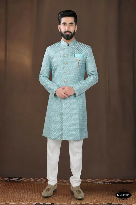 Joban Fashion Men's Green Woven Jacquard Kurta with Pyjama