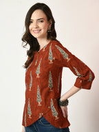 Myshka Women's Rust Printed Top