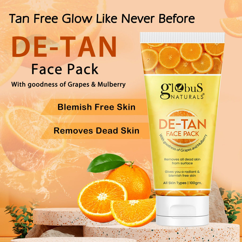 Globus Naturals De Tan Face Pack, Suitable For All Skin Types