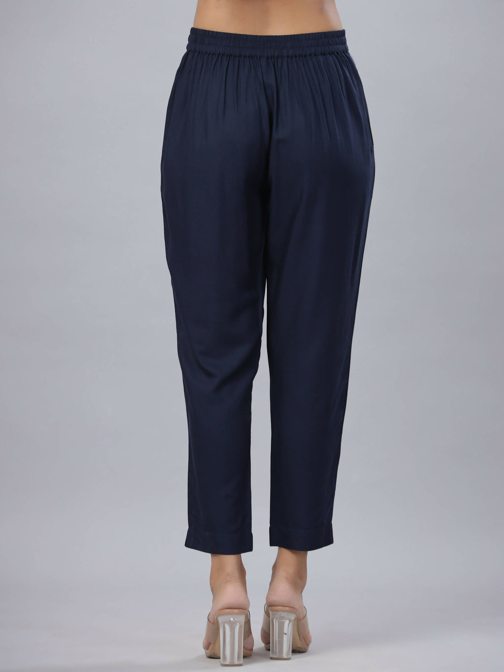 Juniper Women's Navy Rayon Solid Stright Slim Pant - Distacart