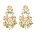 Nuyug 22K Gold-Plated Kundan & Pearl Studded Crescent Shaped Green Beads Chandbalis - Distacart