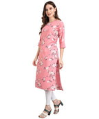 Vamika Pink French Crepe Printed Party Wear/Casual Wear Kurti - Distacart
