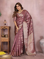 Aastha Fashion Purple Soft Organza Silk Weaving Saree - Distacart
