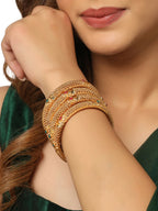 NVR Women's Set of 4 Gold-Plated Traditional Bangles - Distacart