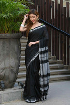 Beatitude Black Cotton Handloom Saree