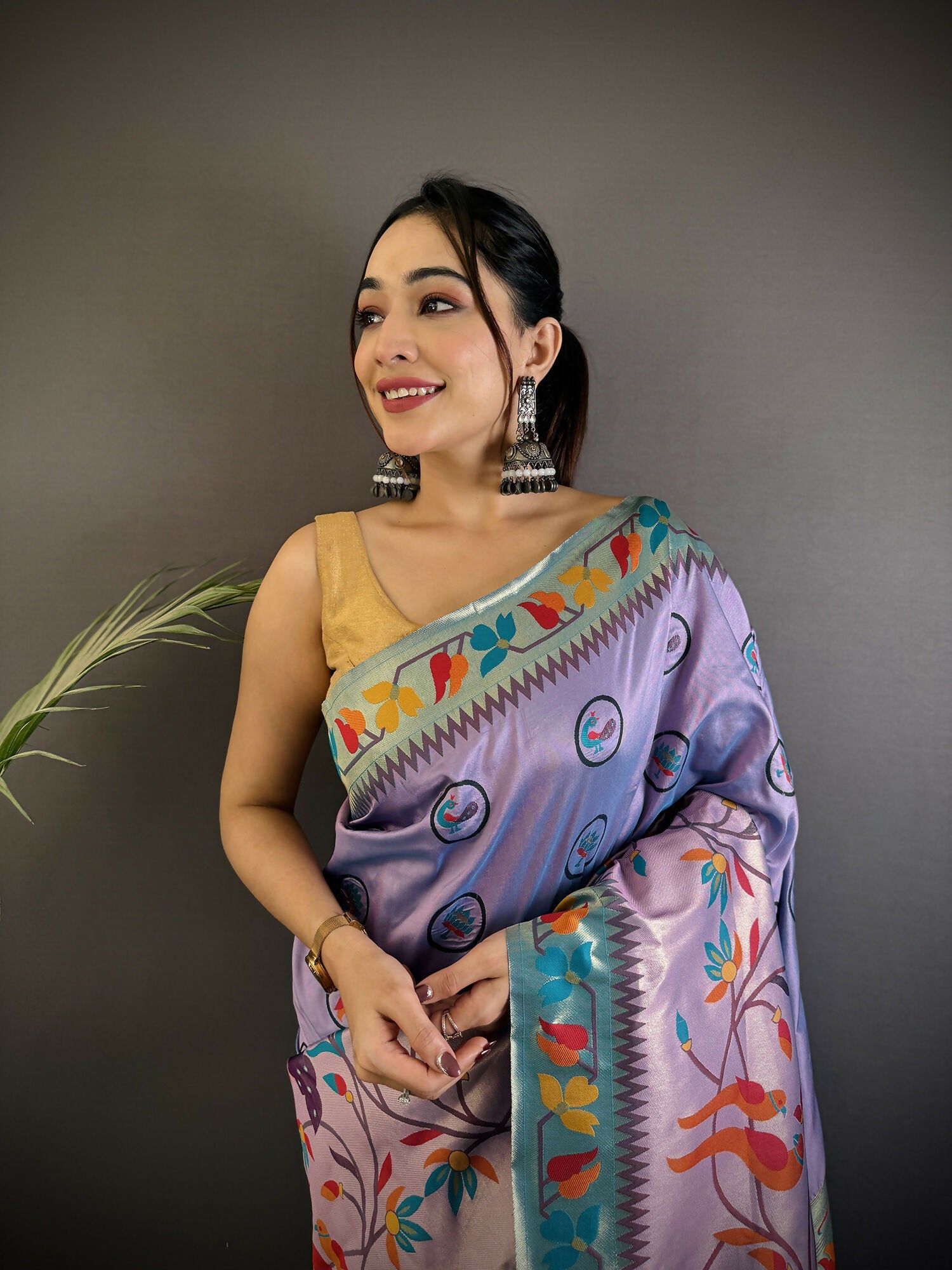 Joban Fashion Lavender Paithani Soft Silk Meenakari Saree - Distacart