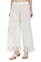PAVONINE White Color Chikankari Lace Scalloped Hem Cotton Fabric Sharara - Distacart