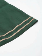 Ahalyaa Womens Dark Green Chanderi Gold Foil Printed Kurta Palazzo Set - Distacart