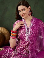 Sangria Printed & Embroidered Kurta & Trousers with Dupatta