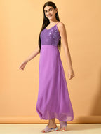 Myshka Women's Lavender Empire Party Dress - Distacart