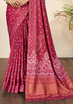 Pink Gajji Silk Bandhani Print with Mirror hand work Saree - Norita Nirvi