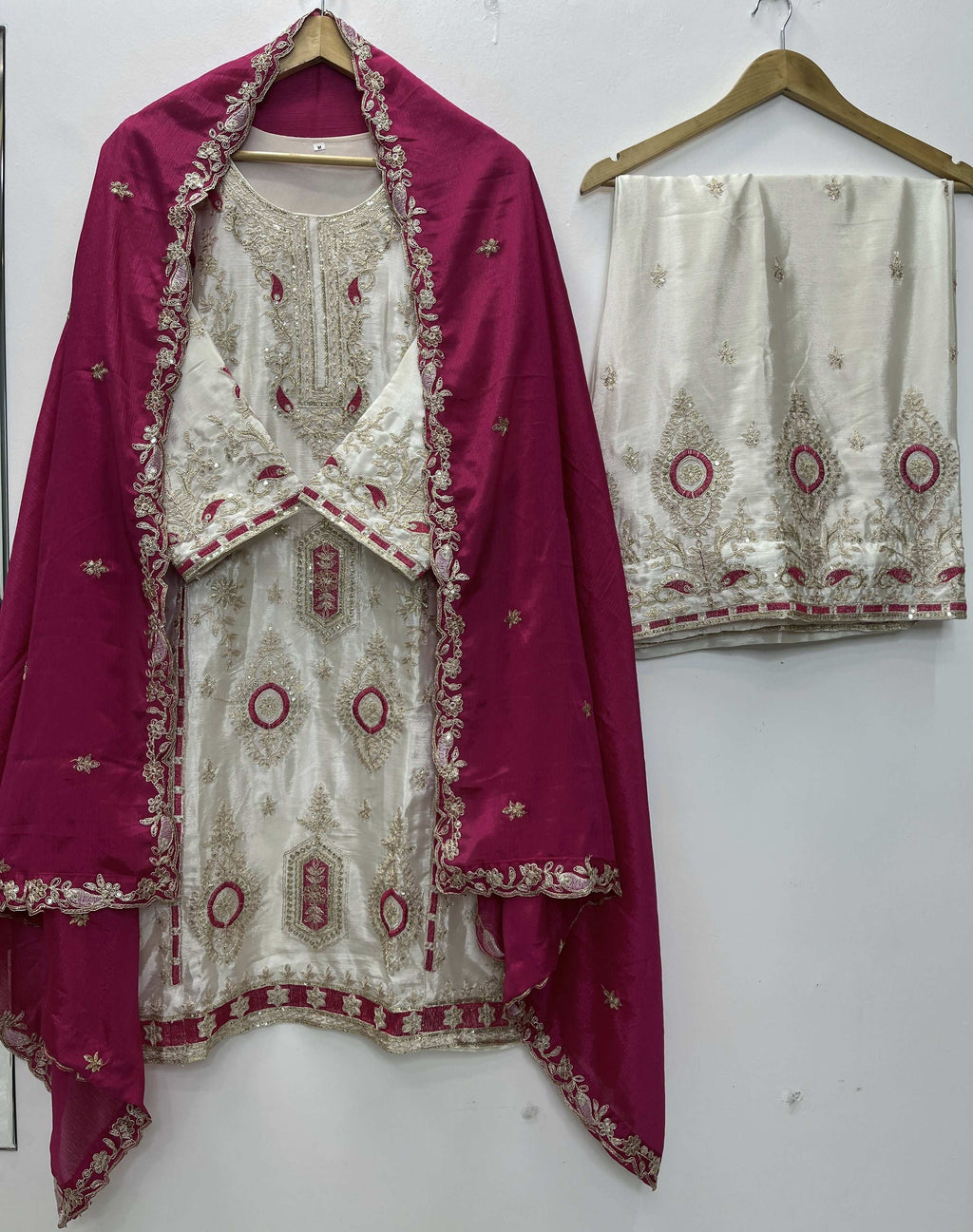 Teeya Creation White Color Chinon Silk Party Wear Trending Palazzo Set - Distacart