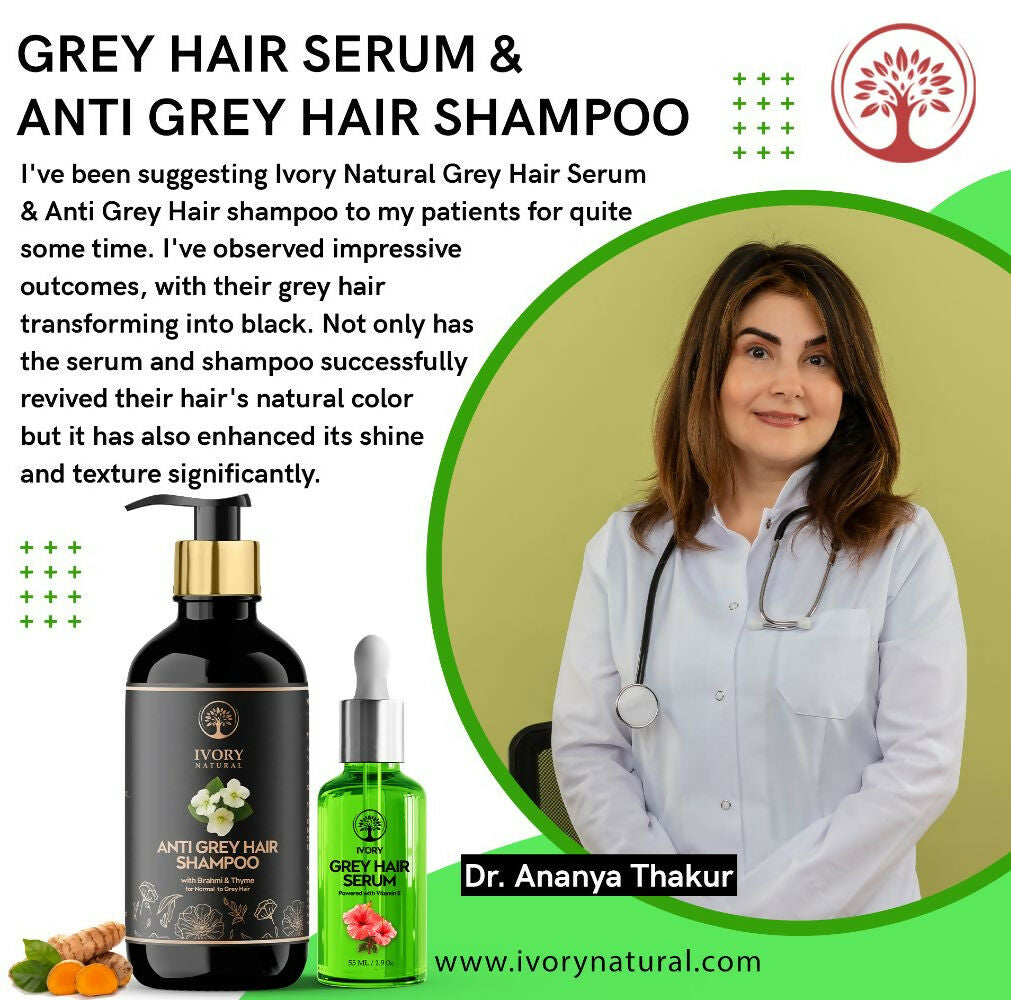 Ivory Natural Grey Serum And Hair Shampoo Combo Restores Natural Hair Wellness And Nourished, Shiny Hair - Distacart