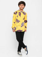 Manet Ethnic Full Sleeves Big Leaf Printed Shirt - Yellow