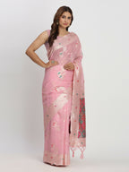 Shree Shyam Fashion Linen Cotton Light Pink Saree - Distacart