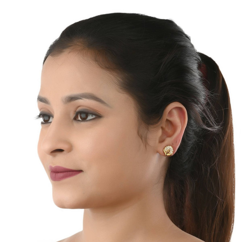 AanyaCentric Gold-Polished Mangalsutra with Pendant, 2 Pair Earrings