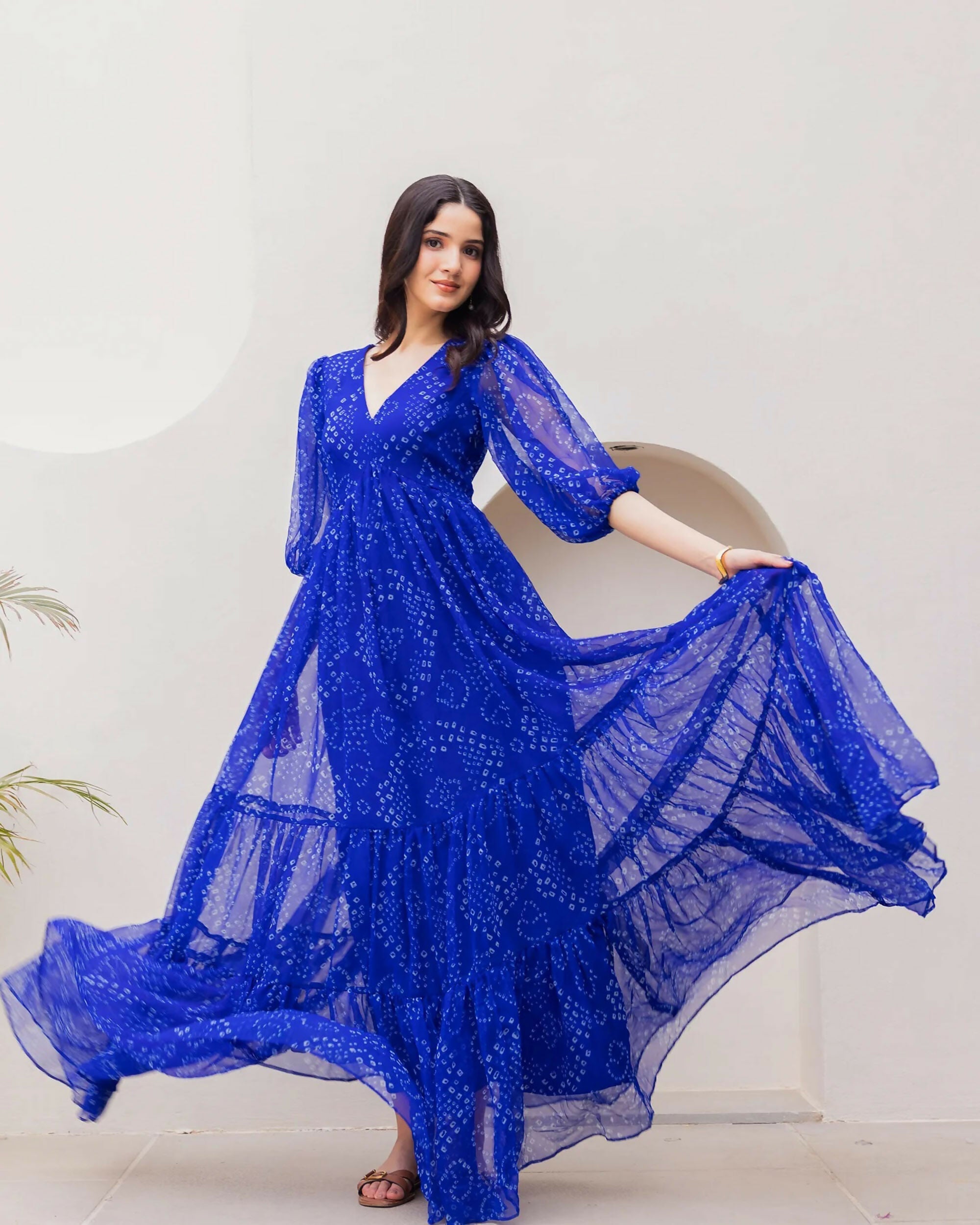 Aayaa Designer crape hand work Multi indo western - Blue - Distacart