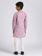 Joban Fashion Kids Island Traditional Ethnic Wear with Silk Sequence Embroidery Full Sleeves Kurta and Pyjama Set - Purple