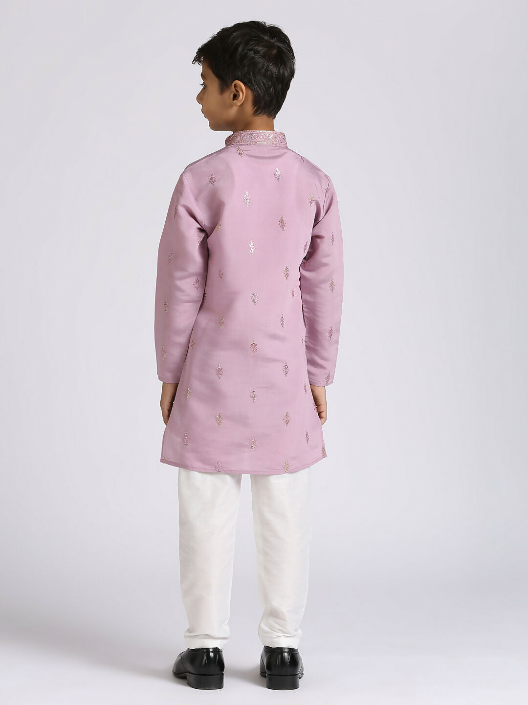Joban Fashion Kids Island Traditional Ethnic Wear with Silk Sequence Embroidery Full Sleeves Kurta and Pyjama Set - Purple
