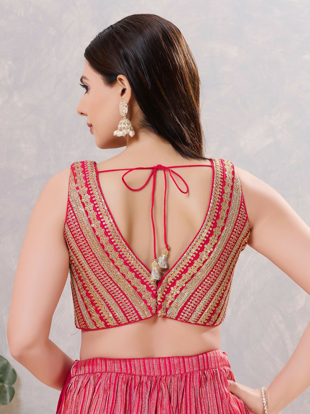 Joban Fashion Women Sequin Dark-Pink Stitched Blouse