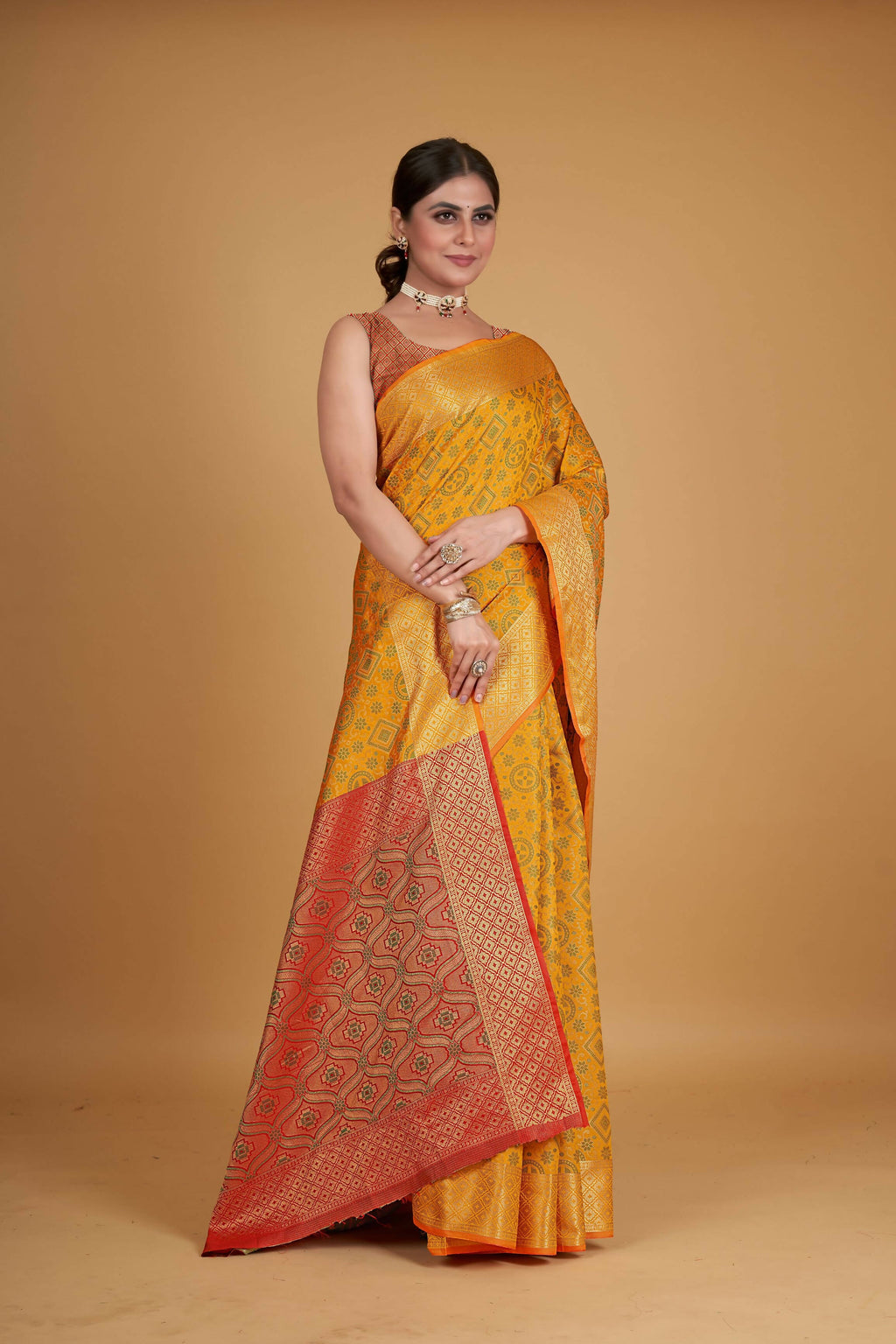 Mustard Silk Woven Design Saree With Unstitched Blouse Piece - Akshita