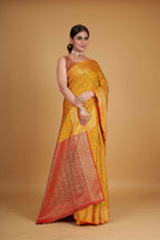 Mustard Silk Woven Design Saree With Unstitched Blouse Piece - Akshita