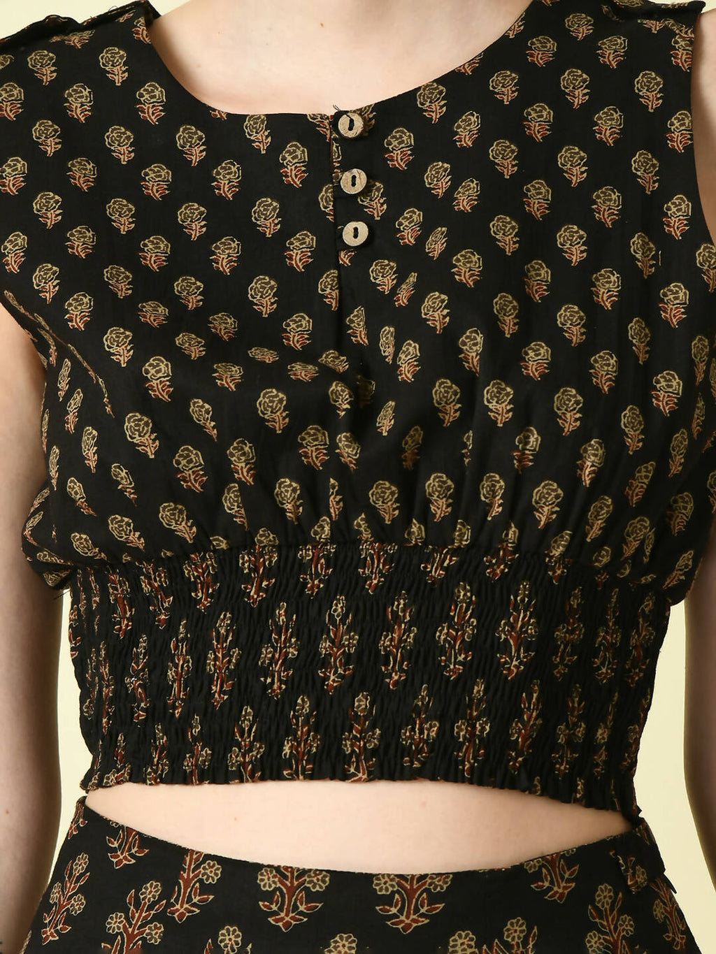 Myshka Women's Black Ethnic Motifs Printed Top