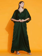 Women Republic Green Georgette Hand Embellished Kaftan Style Gown - Distacart