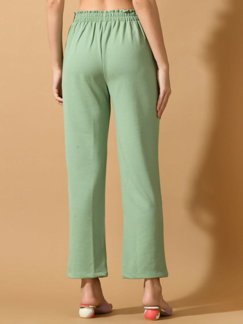 Myshka Women's Green Straight Fit Party Trouser