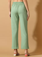 Myshka Women's Green Straight Fit Party Trouser